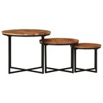 vidaXL Tables basses gigognes 3 Pièces bois massif d'acacia et fer