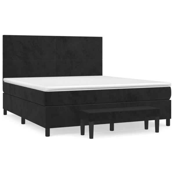 vidaXL Sommier à lattes de lit et matelas Noir 160x200 cm Velours