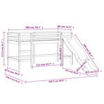 vidaXL Lit mezzanine enfants et rideaux rose 80x200cm bois pin massif