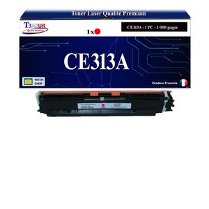 T3AZUR - Toner compatible avec CE313A pour HP LaserJet Pro CP1020 CP1025 CP1025NW TopShot M275 - Magenta