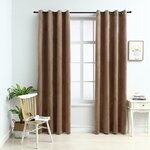 vidaXL Rideaux occultants avec anneaux 2 Pièces Velours Beige 140x175 cm