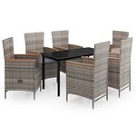 vidaXL Ensemble de salle à manger de jardin avec coussins 7 Pièces Gris