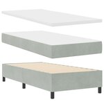 Lit Box Spring vidaXL avec Matelas Gris clair 90x200 cm Velours