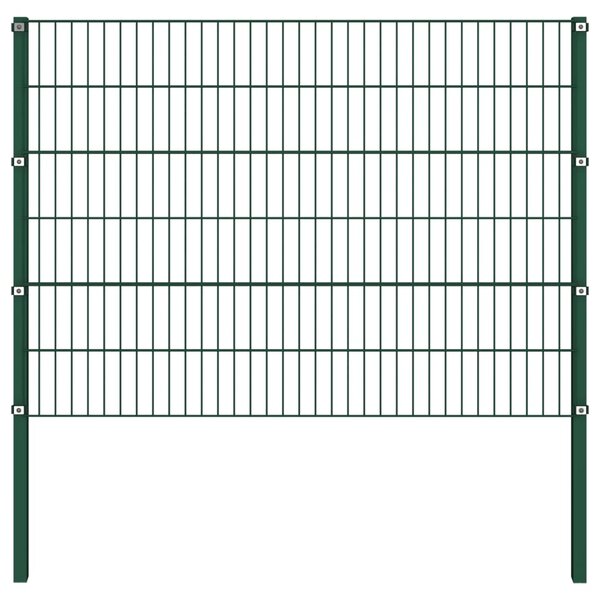vidaXL Panneau de clôture avec poteaux Fer 1 7 x 1 2 m Vert