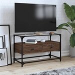 vidaXL Meuble TV avec dessus en verre chêne marron bois d'ingénierie