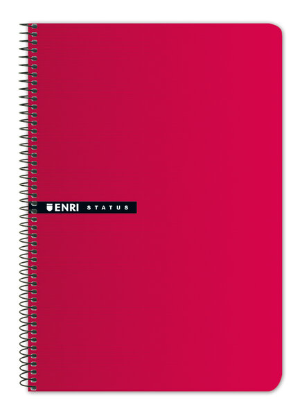 LOT de 5 Enri Status Fº Cahier à Spirale Couverture Rigide 4x4 avec Marge 100 Feuilles Rouge - Couverture Rigide Résistante - 4x4 Carrés avec Marge - 100 Feuilles de Haute Qualité - Couleur Rouge