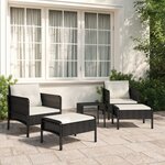 vidaXL Salon de jardin 5 Pièces avec coussins Noir Résine tressée