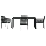 vidaXL Ensemble de salle à manger de jardin 5 pièces avec coussins Noir Rattan Poly