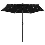 vidaXL Parasol avec LED et mât en aluminium 270 cm Noir