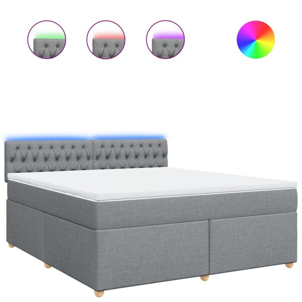 vidaXL Sommier à lattes de lit avec matelas Gris clair 180x200cm Tissu