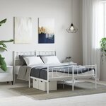 vidaXL Cadre de lit métal avec tête de lit/pied de lit blanc 140x190cm