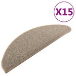 vidaXL Tapis de marches d'escalier 15 Pièces Gris et marron 65x21x4 cm