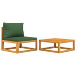 vidaXL Salon de jardin avec coussins 2 Pièces bois massif acacia