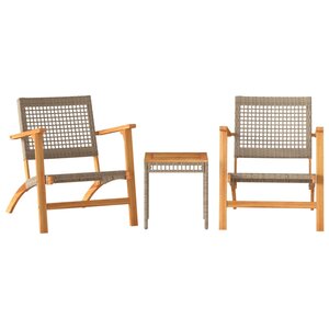 vidaXL Ensemble de bistro 3 Pièces beige résine tressée et bois d'acacia
