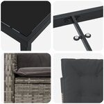 vidaXL Ensemble de salle à manger de jardin 5 pièces avec coussins en rattan poly gris