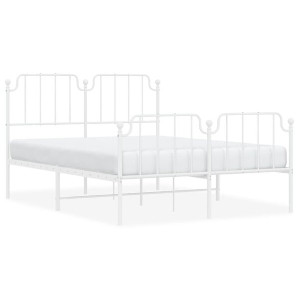 vidaXL Cadre de lit métal avec tête de lit/pied de lit blanc 140x200cm