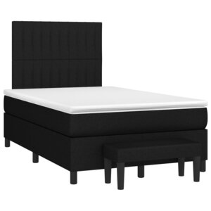 vidaXL Sommier à lattes de lit avec matelas noir 120x190 cm tissu