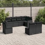 vidaXL Salon de jardin 8 Pièces avec coussins noir résine tressée