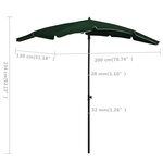 vidaXL Parasol de jardin avec mât 200x130 cm Vert