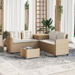 vidaXL Canapé de jardin avec table et coussins en forme de L beige