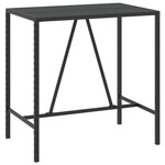 vidaXL Table de bar et dessus en verre noir 110x70x110 cm poly rotin