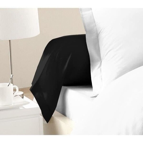 2 Taies de Traversin 100  coton 85 x 185 cm noir