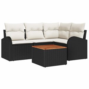 vidaXL Ensemble de canapé de jardin avec coussin 5 Pièces Noir polyrotin