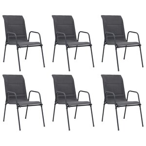 vidaXL Chaises empilables de jardin 6Pièces Acier et textilène Anthracite