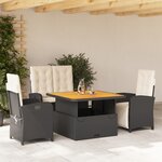 vidaXL Ensemble à manger de jardin 4 Pièces avec coussins noir