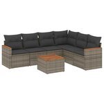 vidaXL Salon de jardin avec coussins 7 Pièces gris résine tressée