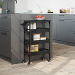 vidaXL Chariot de cuisine noir 53x20x76 cm bois d'ingénierie