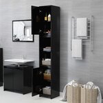 vidaXL Ensemble de meubles de salle de bain 3 Pièces Noir Aggloméré