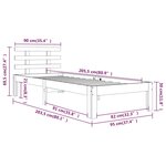 vidaXL Cadre de lit Blanc Bois massif 90x200 cm