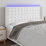 vidaXL Tête de lit à LED Blanc 163x16x118/128 cm Similicuir