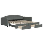 vidaXL Lit de jour avec gigogne et tiroirs gris foncé 100x200 cm tissu