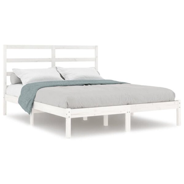 vidaXL Cadre de lit Blanc Bois massif 120x190 cm Petit double