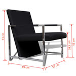 vidaXL Fauteuil avec pieds chromés Noir Similicuir
