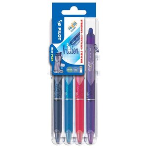 Stylo roller FRIXION BALL CLICKER 07 Set2Go étui de 4 en couleurs assorties PILOT
