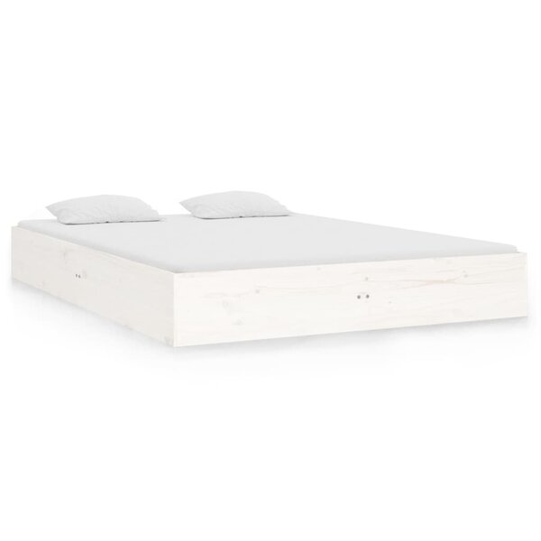 vidaXL Cadre de lit Blanc Bois massif 120x190 cm Petit double