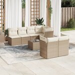 vidaXL Salon de jardin avec coussins 8 Pièces beige résine tressée