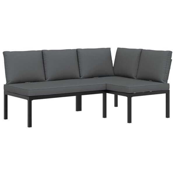 vidaXL Salon de jardin 2 Pièces avec coussins noir aluminium