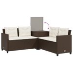 vidaXL Canapé de jardin avec table et coussins en forme de L marron