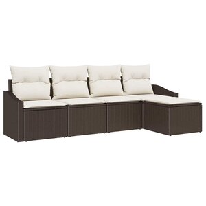 vidaXL Ensemble de Canapés avec coussin 5 Pièces Marron polyrotin