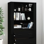 vidaXL Buffet haut Noir Bois d'ingénierie