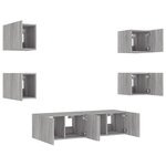 vidaXL Unités murales TV avec LED 6 Pièces gris sonoma bois d'ingénierie