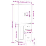 vidaXL Buffet haut Gris béton 69 5x34x180 cm Bois d'ingénierie
