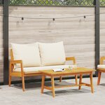 vidaXL Ensemble Bistro 2 pièces avec coussins en bois massif d'acacia