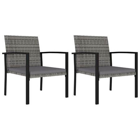 vidaXL Chaises de salle à manger de jardin 2 Pièces Résine tressée Gris