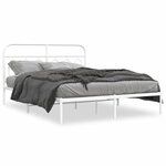 vidaXL Cadre de lit métal avec tête de lit blanc 150x200 cm