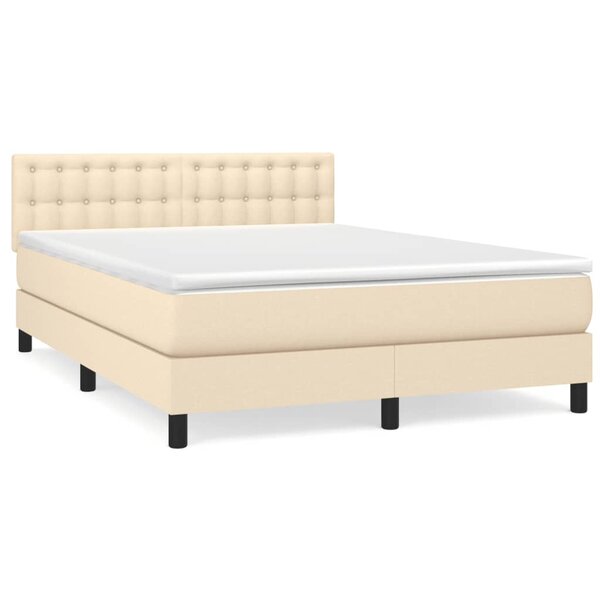 vidaXL Sommier à lattes de lit avec matelas Crème 140x190 cm Tissu